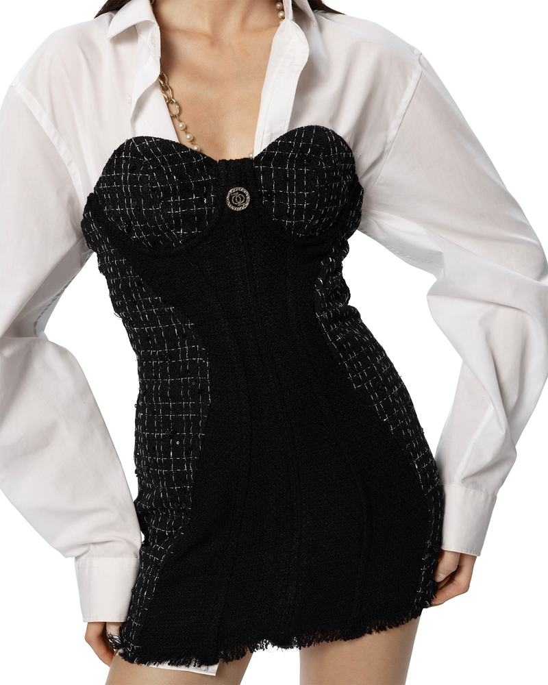 Out Of Office Tweed Dress Black