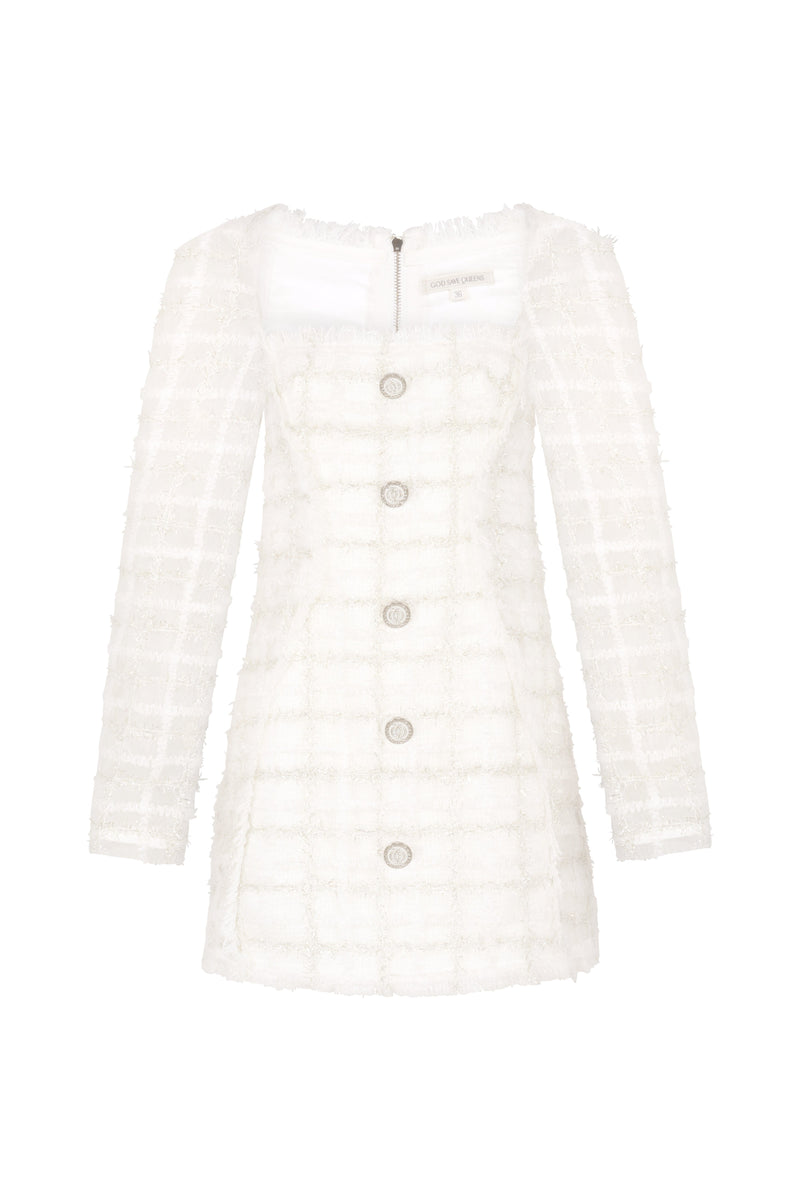 Executive Tweed Dress White