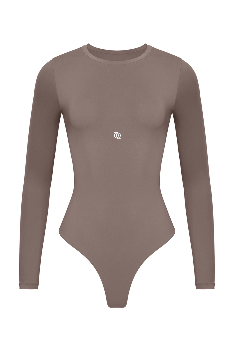 Second Skin Long Sleeve Crew-Neck Bodysuit Mushroom
