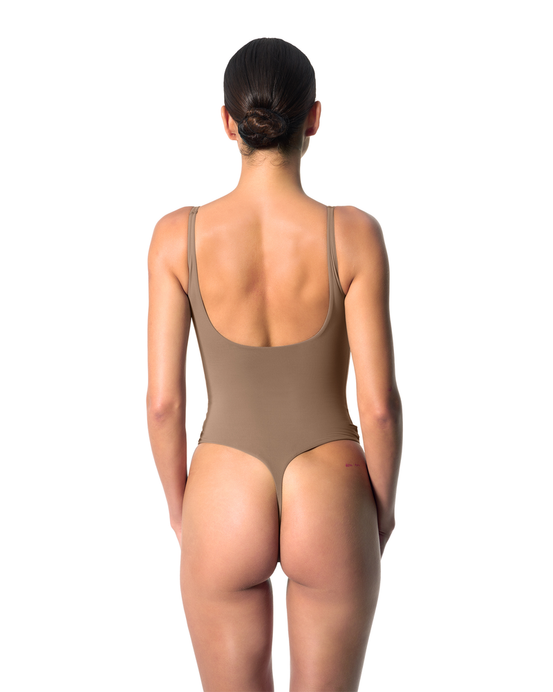 Second Skin Square-Neck Bodysuit Mushroom