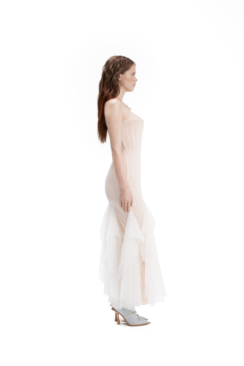 ALIZEE STRAPLESS DRESS WHITE