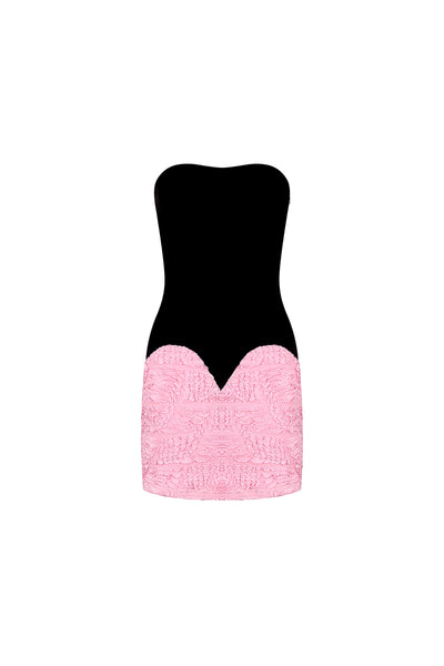 alaia pink dress Modest Evening Premium soft stretch mesh bodice Amanda Uprichard Alaia Strapless Mini