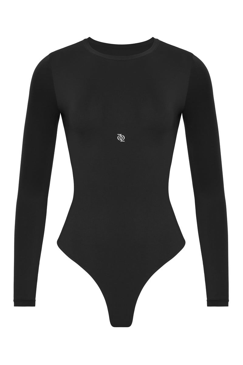 Second Skin Long Sleeve Crew-Neck Bodysuit Black