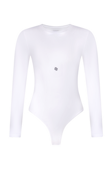 Second Skin Long Sleeve Crew-Neck Bodysuit White