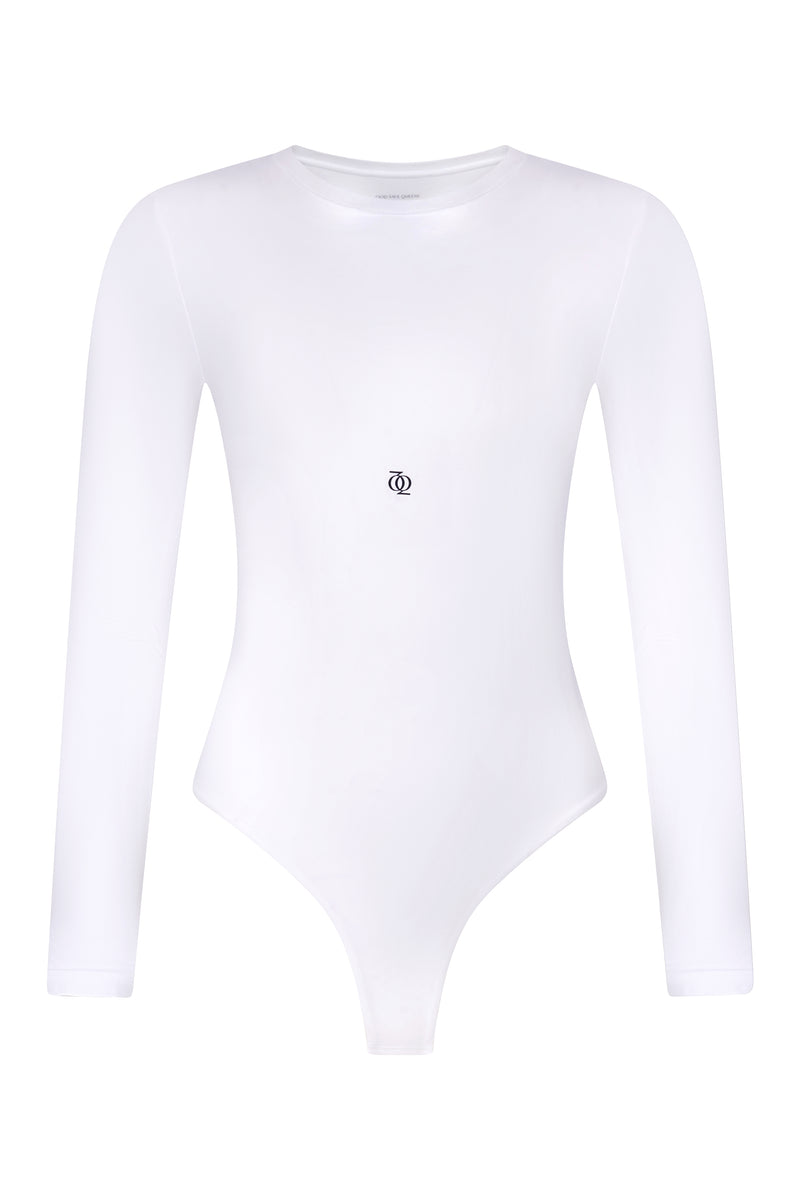 Second Skin Long Sleeve Crew-Neck Bodysuit White