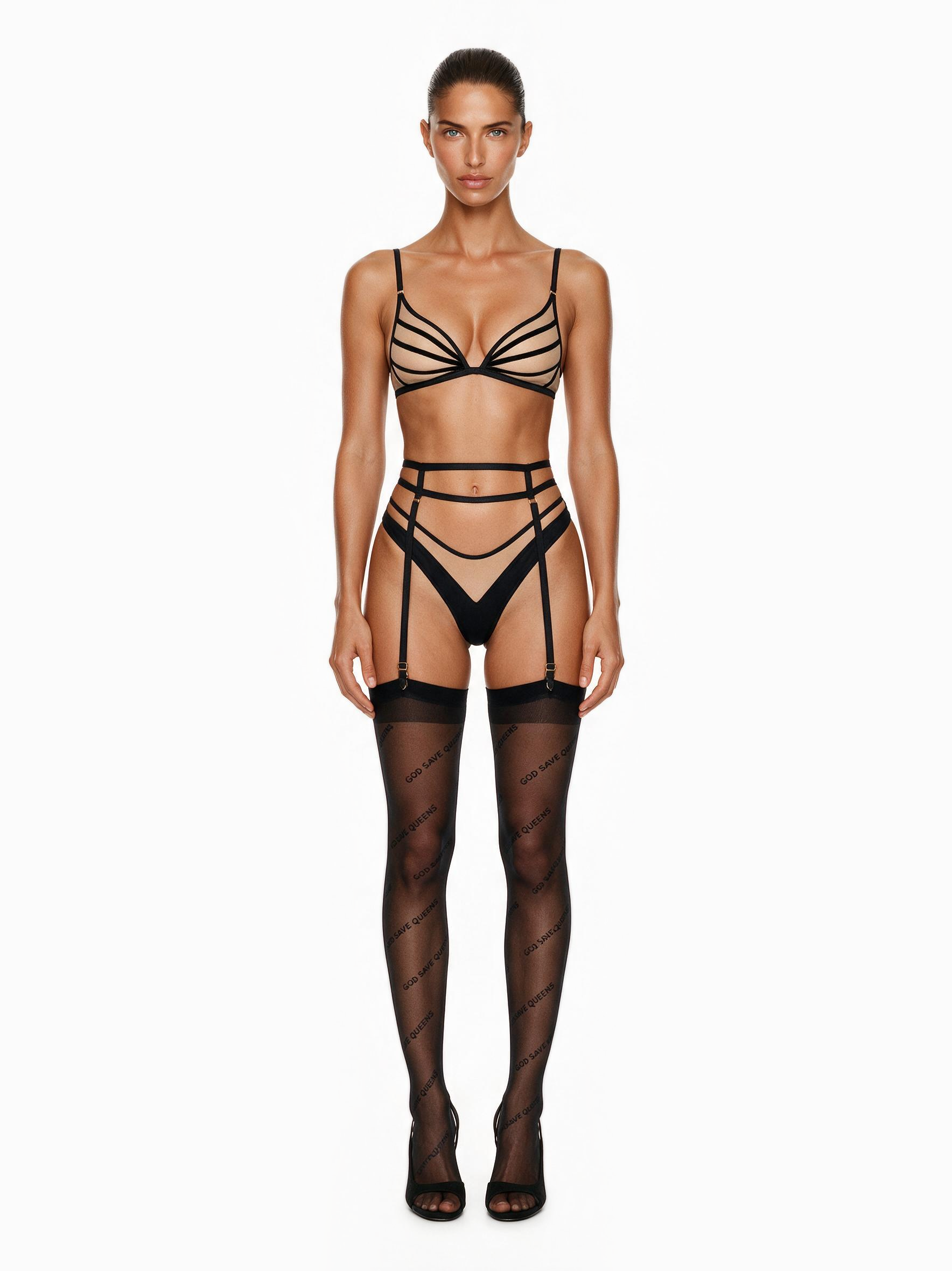 Forget Me Not Suspender Black
