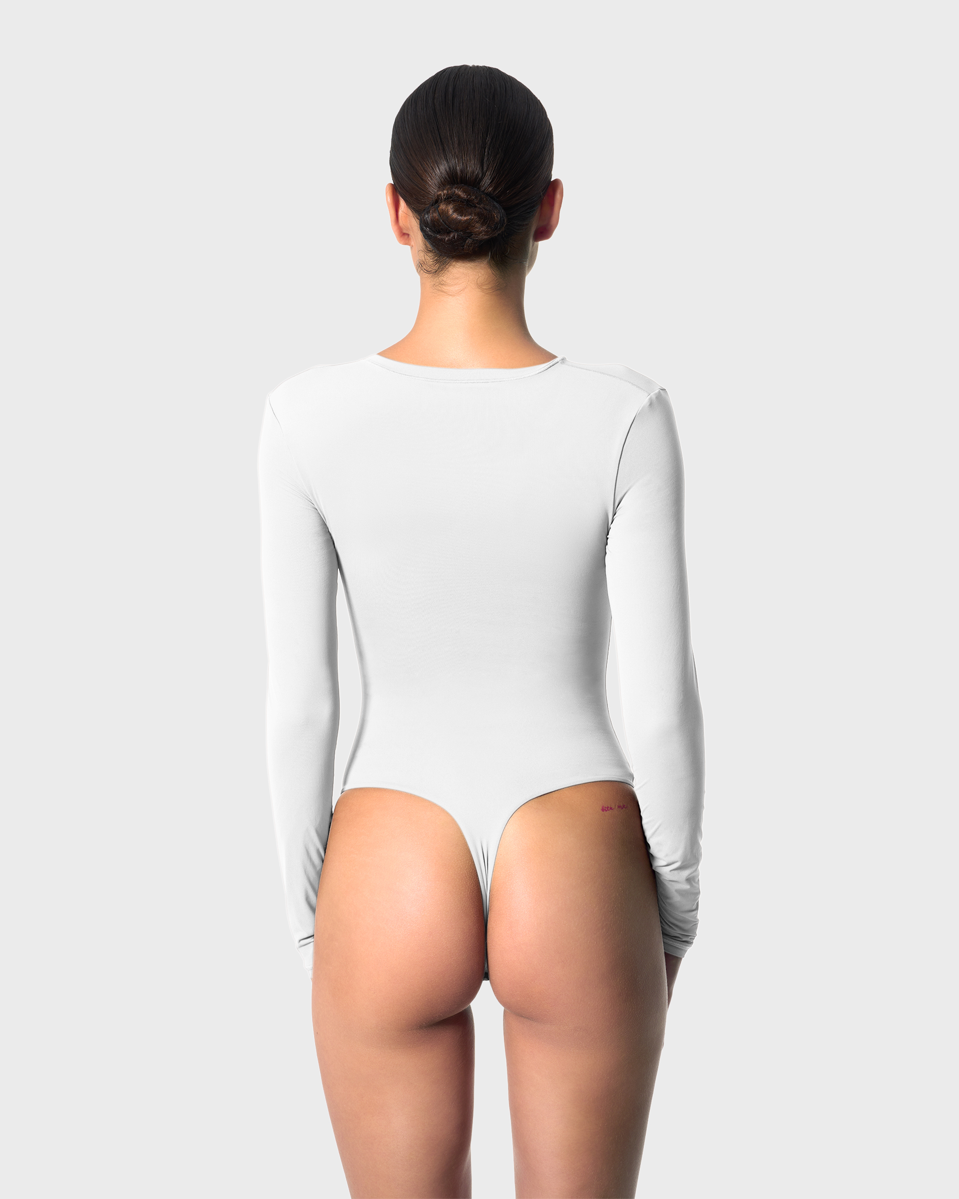 Second Skin Long Sleeve Crew-Neck Bodysuit White
