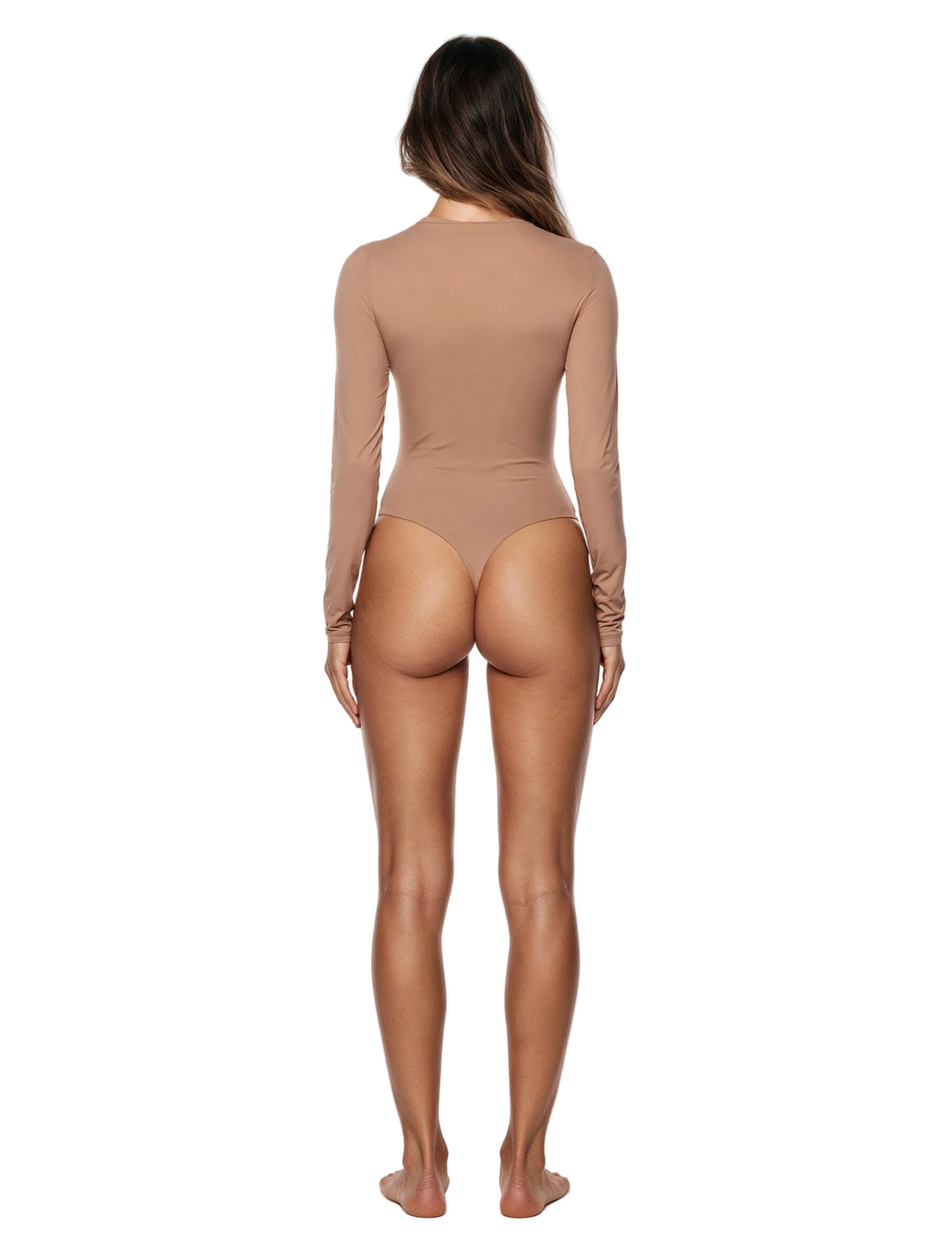 Second Skin Long Sleeve Crew-Neck Bodysuit Nude